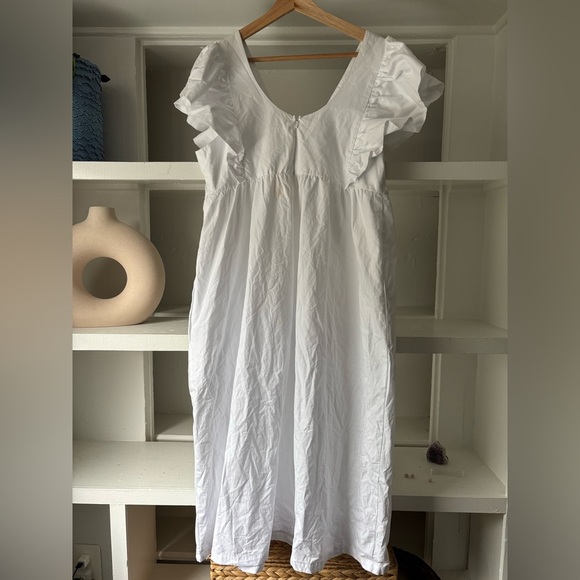 NWT** Maeve Flutter Sleeve Babydoll Dress White Size Medium Anthropologie - Picture 6 of 9
